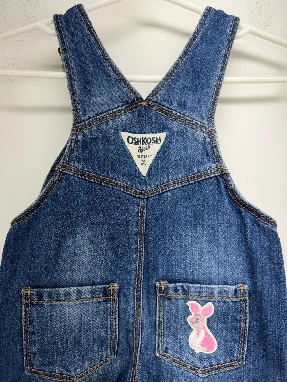 Oshkosh B’Gosh Sz 6-9 Months Blue Denim Winnie The Pooh Eeyore Piglet Overalls